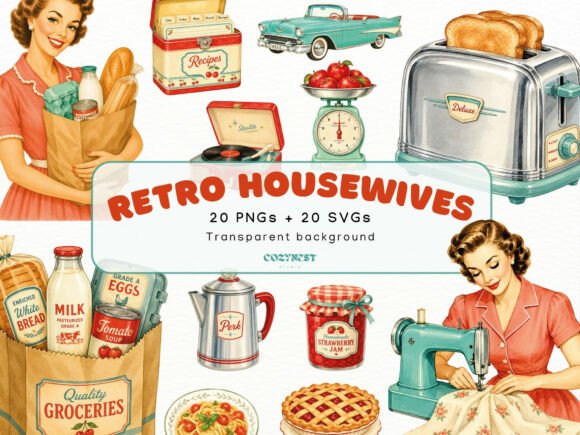 Download Retro Housewives Cliparts, 1950s PNG - Cliparts Collection
