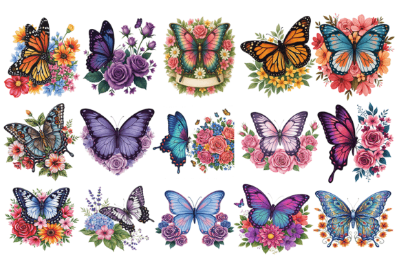 Download Butterfly Floral PNG Bundle | Watercolor - Floral png bundle Collection