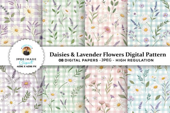 Download Daisies &amp; Lavender Flowers Patterns - Lavender flowers Collection