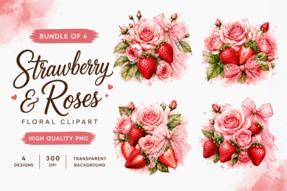Download Strawberry Roses Floral PNG Bundle - Floral png bundle Collection