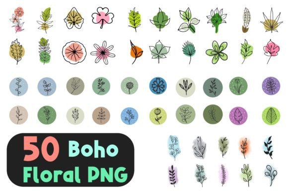 Download 50 Minimal Boho Floral PNG Bundle - Floral png bundle Collection