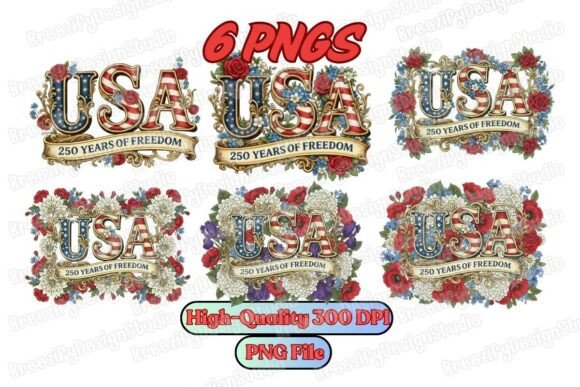 Download 250 Years Floral PNG Bundle, USA Freedom - Floral png bundle Collection