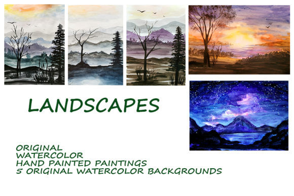 Download Landscapes. 5 Watercolor Paintings - Watercolor paintings Collection
