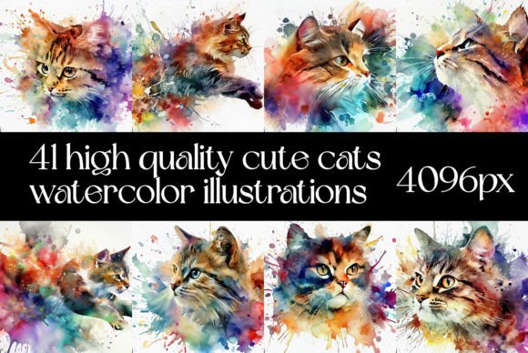 Download 41 Incredible Cats Watercolor Paintings - Watercolor paintings Collection
