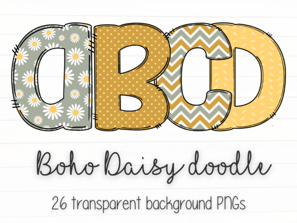 Download Boho Daisy Yellow Flower Doodle Letters - Boho daisy Collection