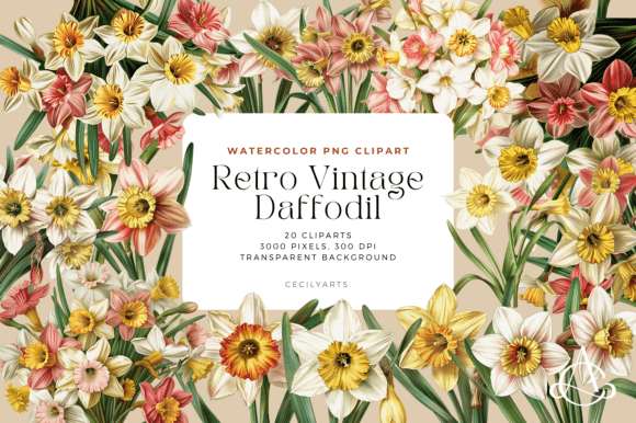 Download Retro Vintage Daffodil Cliparts - Cliparts Collection