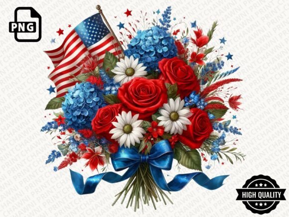 Download Patriotic Flowers American Flag Clipart - Premium Resources
