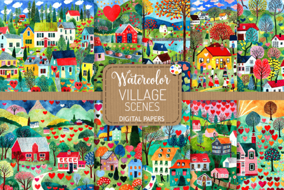 Download Village Scenes - Watercolor Paintings - Watercolor paintings Collection