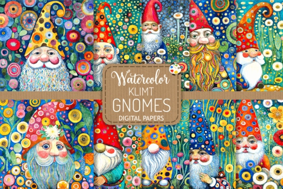 Download Klimt Gnomes - Watercolor Paintings - Watercolor paintings Collection