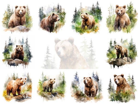 Download Bear Watercolor Paintings Collection - Watercolor paintings Collection