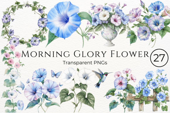 Download Morning Glory Flower Watercolor Cliparts - Cliparts Collection
